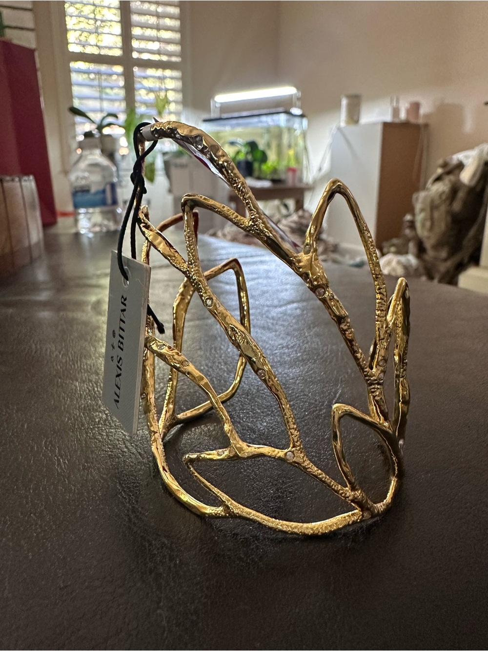 Alexis Bittar Gold Phoenix Crystal Embellished Rocky Cuff Bracelet
